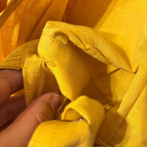 NWT Lucky Brand Womens Yellow Textured Side Tie Wrap Short Sleeve Top Size XL - Picture 6 of 12